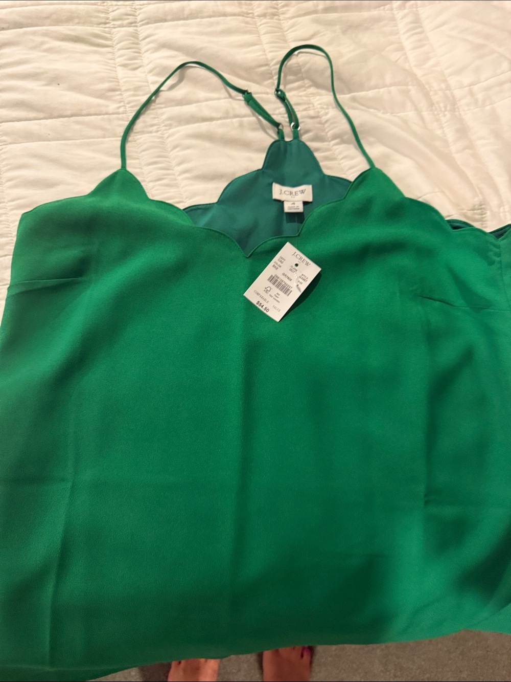 NEW! With tag J. Crew Emerald Scallop V-Neck Spaghetti Strap Camisole